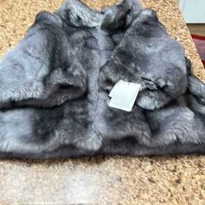 Calvin Klein Grey Faux Fur Cropped Jacket XL